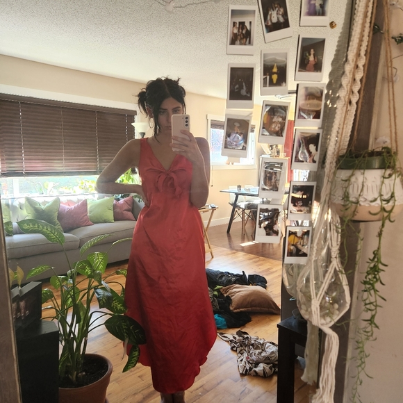 Red shiny Jessica Intimates slip dress - Picture 9 of 9